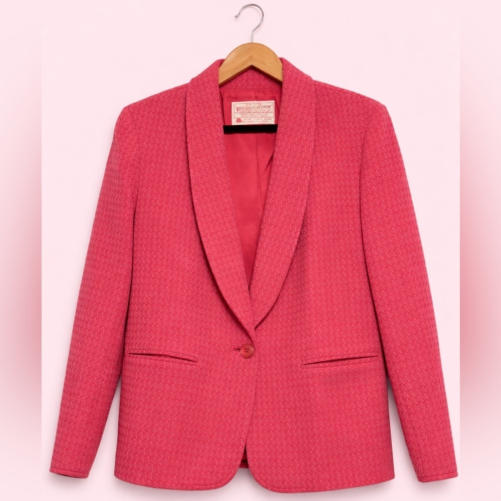 Vintage Pendleton Petite Wool Blazer Barbie Pink Size 6 Made In USA